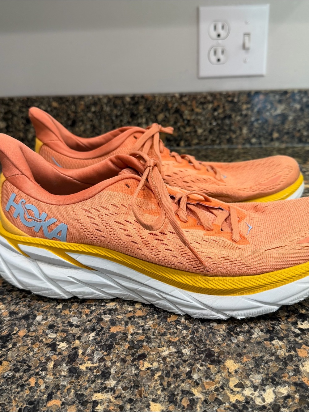 HOKA Women's Coral Running Shoes with Yellow Accent size 10.5